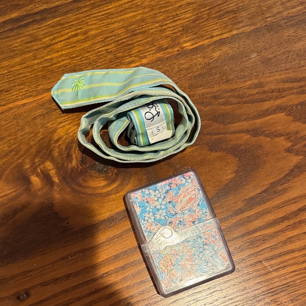 Lilly Pulitzer Green and Blue Belt, small bag & playing cards